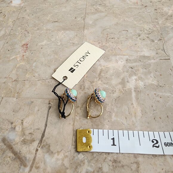 Stony Light Turquoise Huggie Earrings - Picture 3 of 5